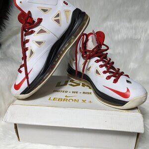 Nike LeBron x + Men's white Red Black Size 9